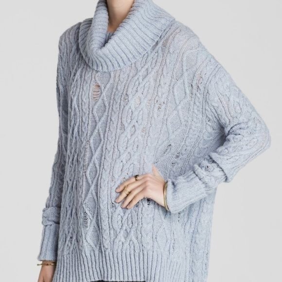 SOLD!!!  Free People Cable Knit turtleneck Sweater - Picture 2 of 3
